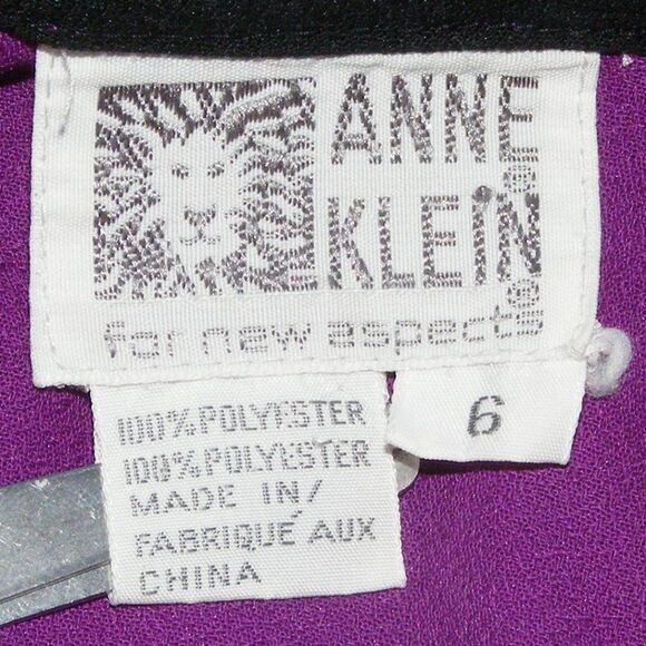 ANNE KLEIN Blouse, 6 Vintage, Hidden buttons, long sleeves, Purple - Picture 10 of 11